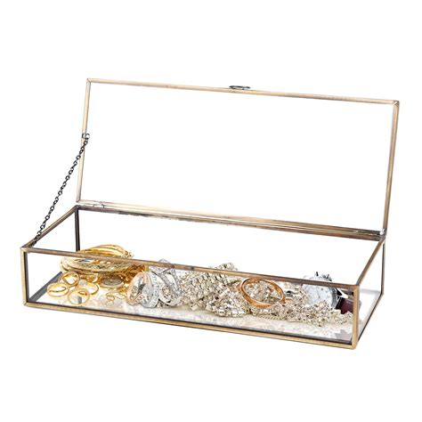 metal glass review box|MyGift Glass Jewelry Box Organizer with Lid, .